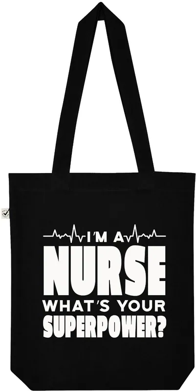 Stoffbeutel Baumwolle Tasche Jutebeutel Fun Nurse Superpower Krankenschwester
