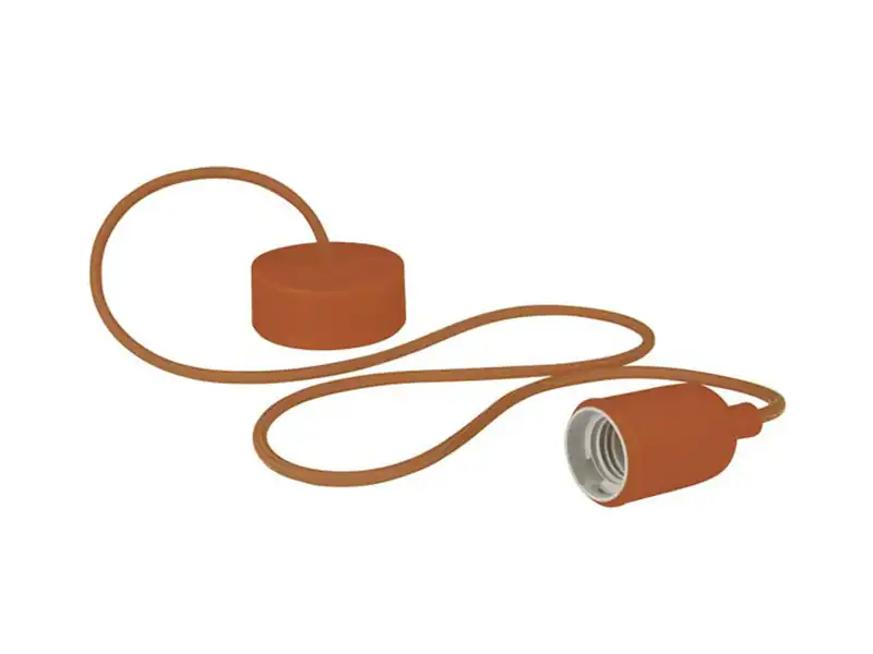 Vellight Schnurpendel Textilkabel braun Hängelampe E27, Baldachin Pendelleuchte