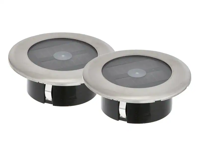 2 LED Bodeneinbaustrahler Solar Ø 11cm belastbar bis 100kg Einbaustrahler außen