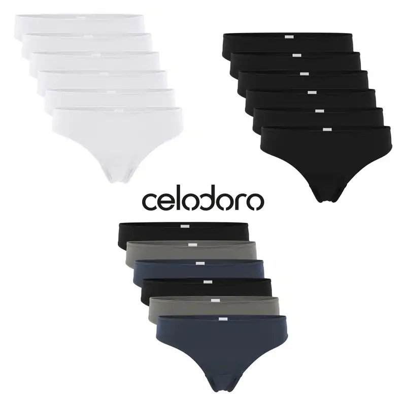 Celodoro Damen String Tanga (6er Pack) Mini-Slips aus Quick Dry-Fasern