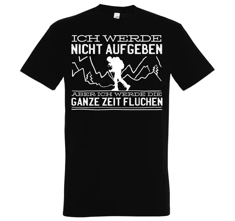 Youth Designz Herren T-Shirt Wandern Fluchen Aufgeben Outdoor Lustig Spruch Fun