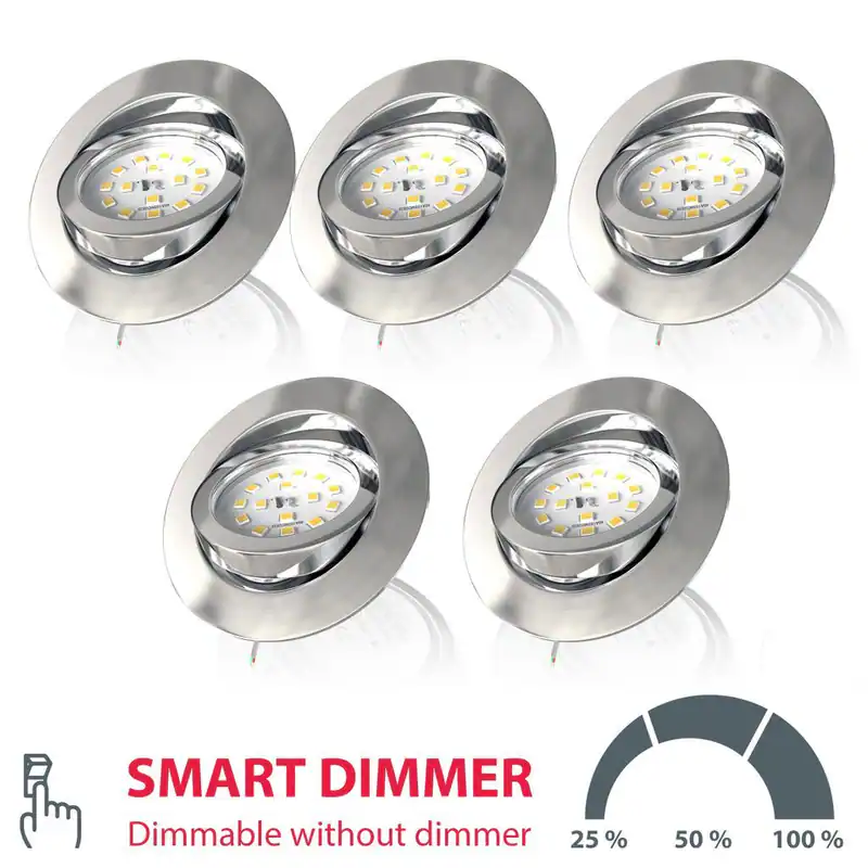 Einbaustrahler LED 5er SET Deckenspot ultra-flach Einbauleuchte Strahler dimmbar