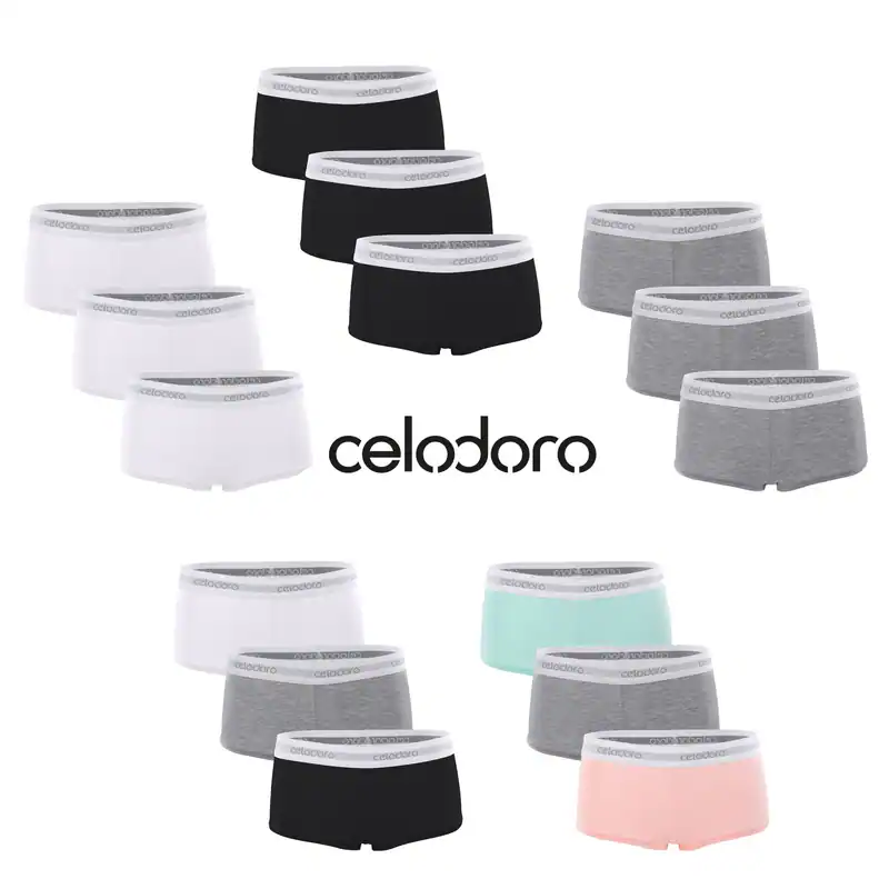 Celodoro Damen Panty mit Webgummi-Bund (3er Pack) Sport Slip mit Logo