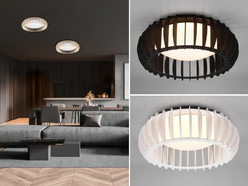 Skandi LED Deckenleuchten dimmbare Holzlampen im Landhausstil für Ankleidezimmer