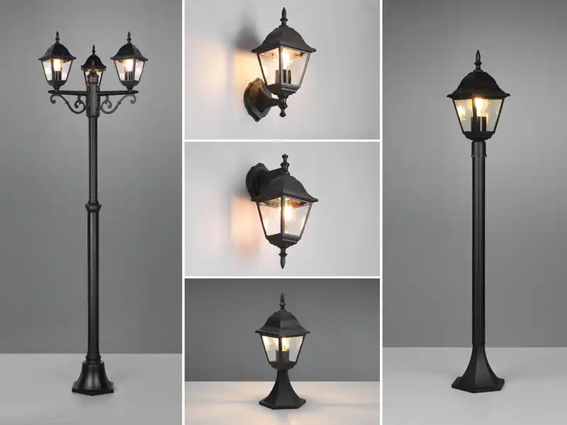 Nostalgische schwarze Außenlampen zur Gartenbeleuchtung & Fassadenbeleuchtung