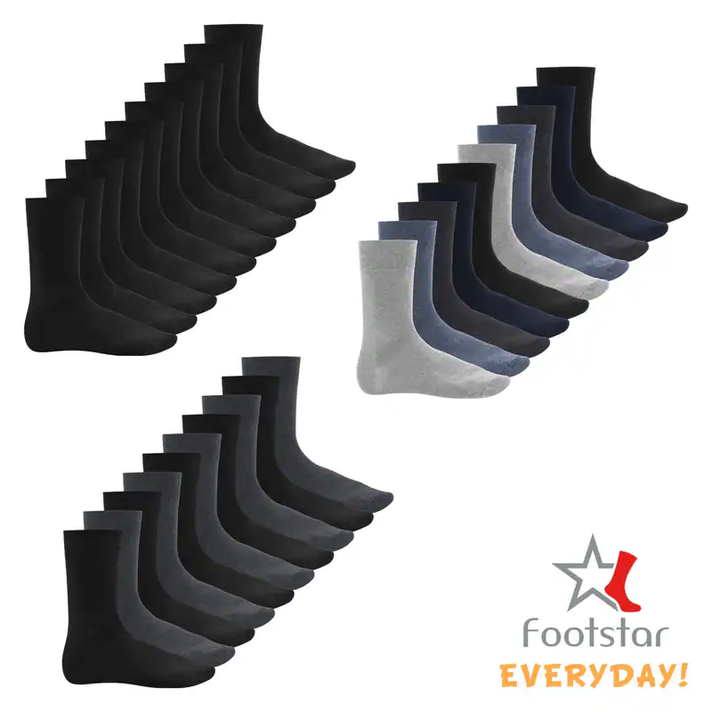 Footstar EVERYDAY! 10 Paar Baumwollsocken handgekettelte flache Spitze