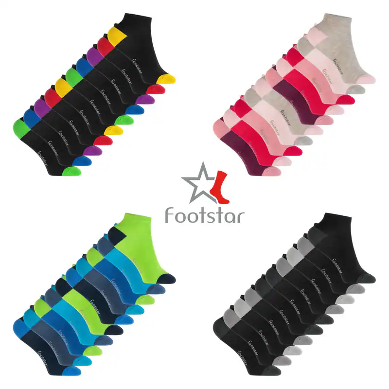 10 Paar Kinder Kurzsocken aus Baumwolle mit abgesetzter Ferse und Spitze