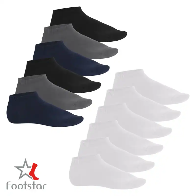 Footstar Herren Viskose Sneaker Socken 6er Pack Kurze Socken atmungsaktiv