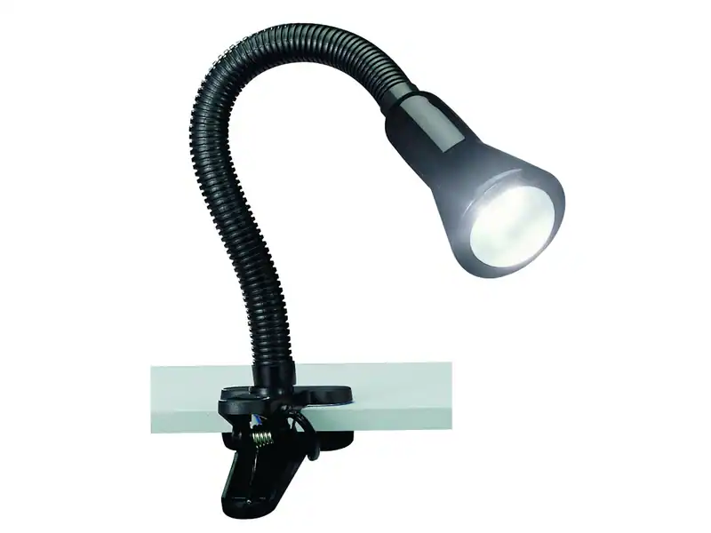 TRIO Schlauch-Klemmlampe, E14, Höhe 49cm, flexibel, schwarz