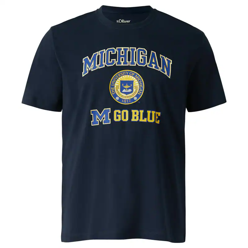 s.Oliver Übergrößen navy T-Shirt Michigan®-Print