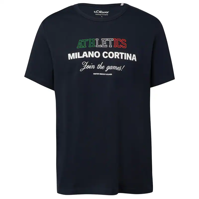 s.Oliver Übergrößen dunkelblau T-Shirt Frontprint