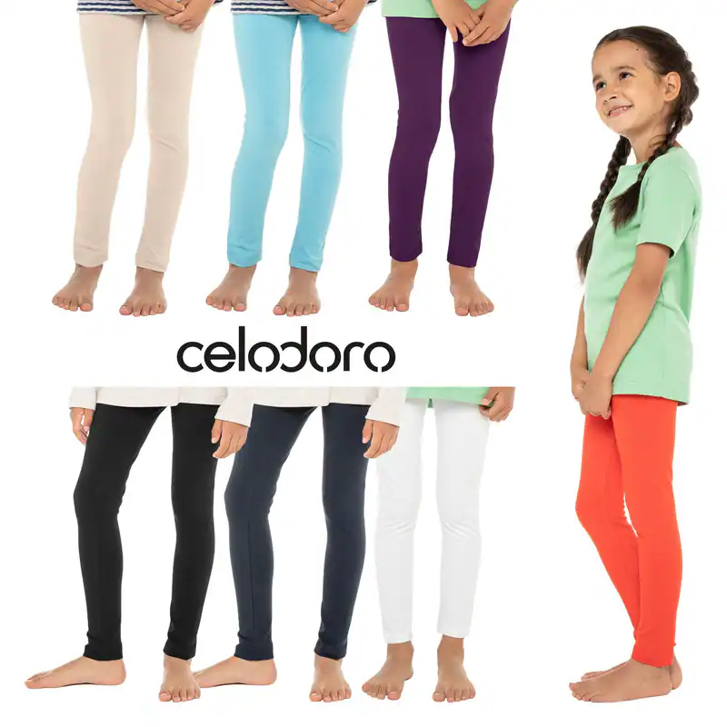 Celodoro Kinder Leggings, stretchige Jersey Hose aus Baumwolle