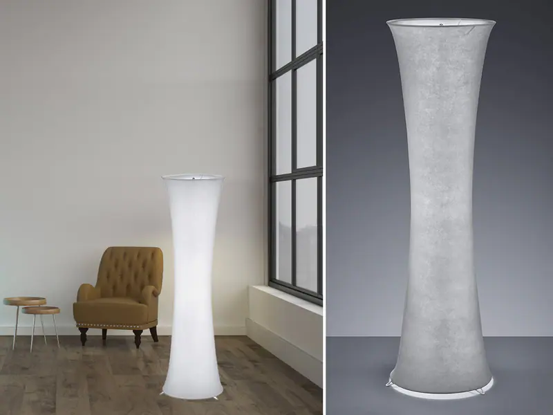 Ausgefallene Stehleuchten coole Lichtsäule mit Stoffschirm für Flur Zylinderform