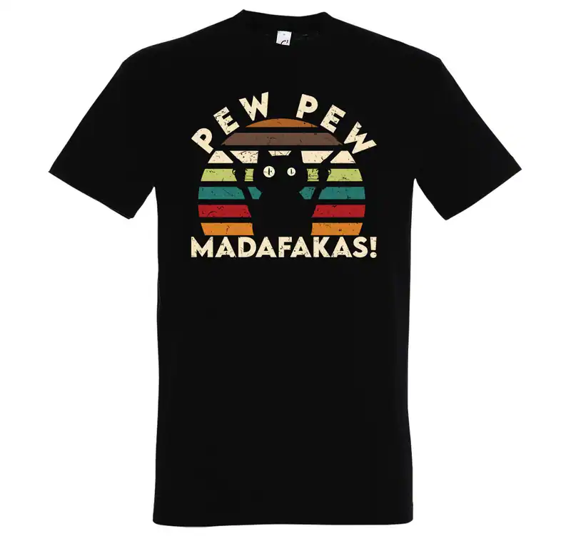 Youth Designz Pew Pew Madafakas Herren T-Shirt mit Print Katze Vater Süß Lustig