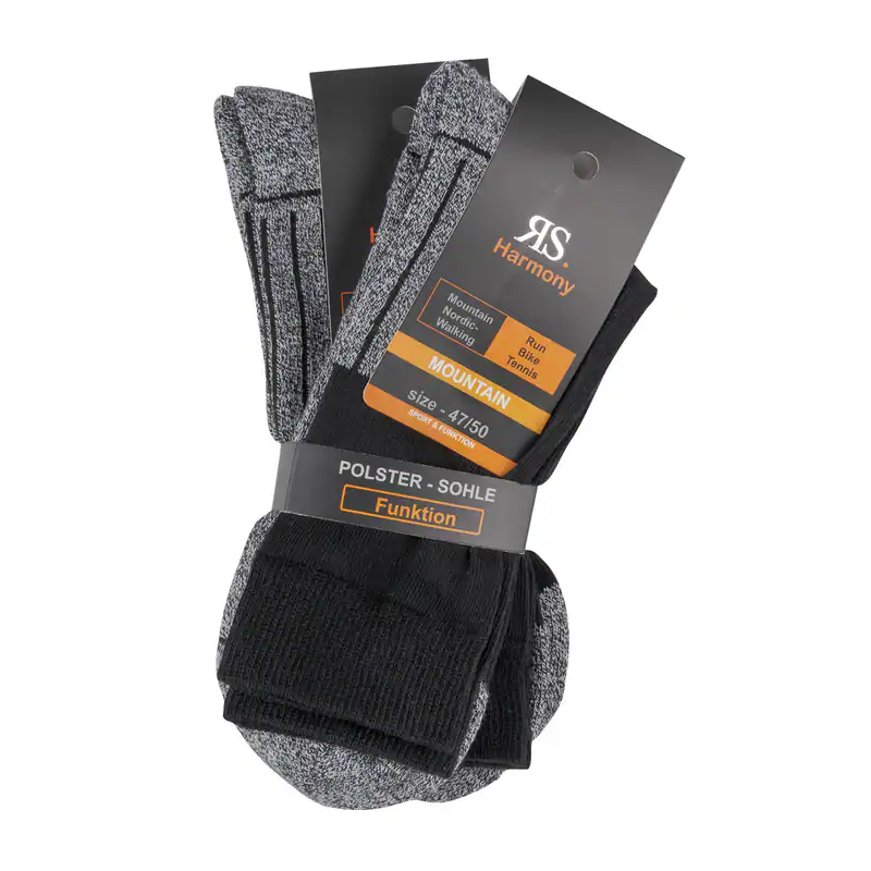 RS Harmony Funktionsstrumpf MOUNTAIN schwarz 2er Pack Übergröße stoßdämpfend NEU