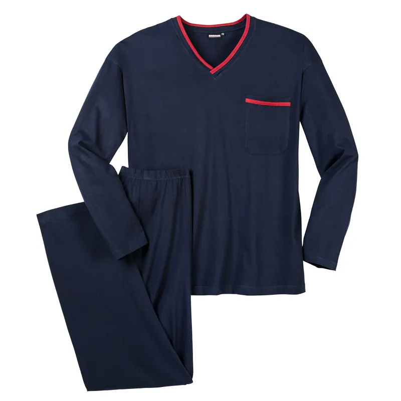 Adamo Schlafanzug V-Neck navy Übergrößen 2XL 3XL 4XL 5XL 6XL 7XL 8XL 10XL NEU