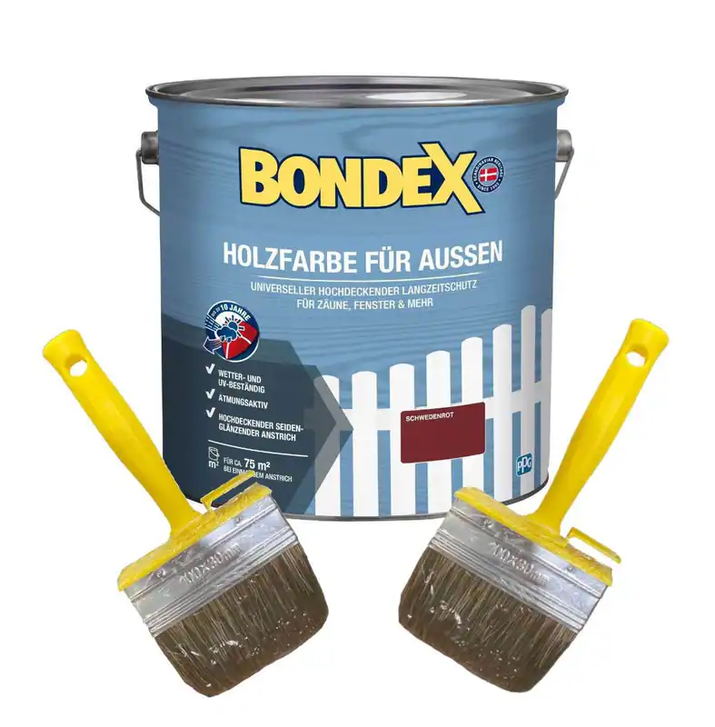 Bondex Holzfarbe für Außen 7,5 L + 2 Extra Pinsel