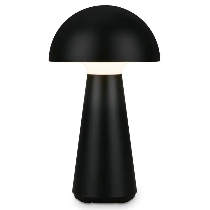Akku Tischleuchte USB-C LED Pilz Lampe Dimmbar 3000K IP44 Innen/Außen Schwarz