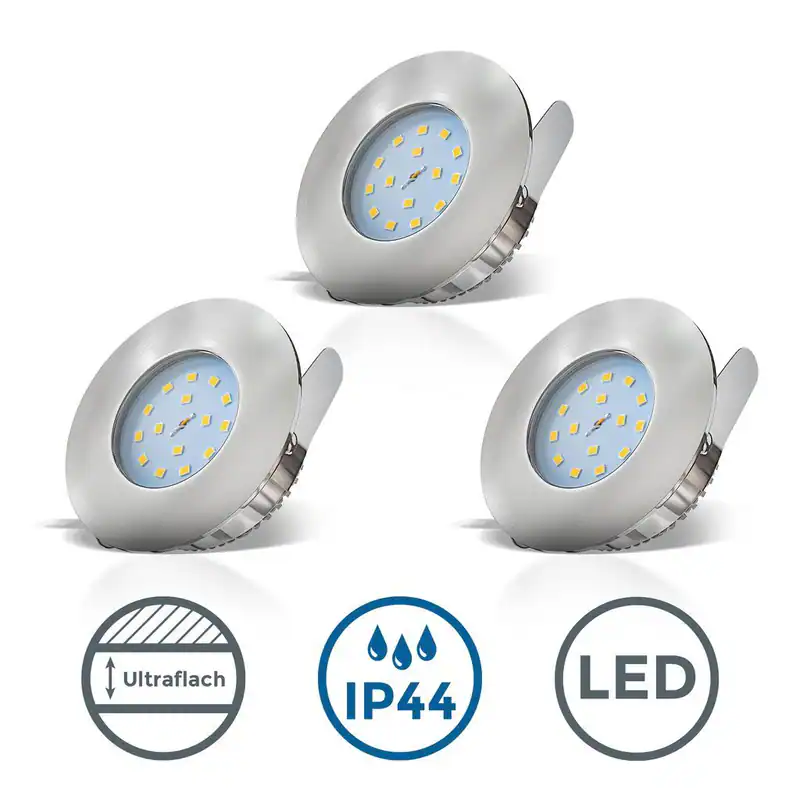 3x LED Einbaustrahler Ultra Flach Badzimmer IP44 Decken Spot Einbauleuchte GU10