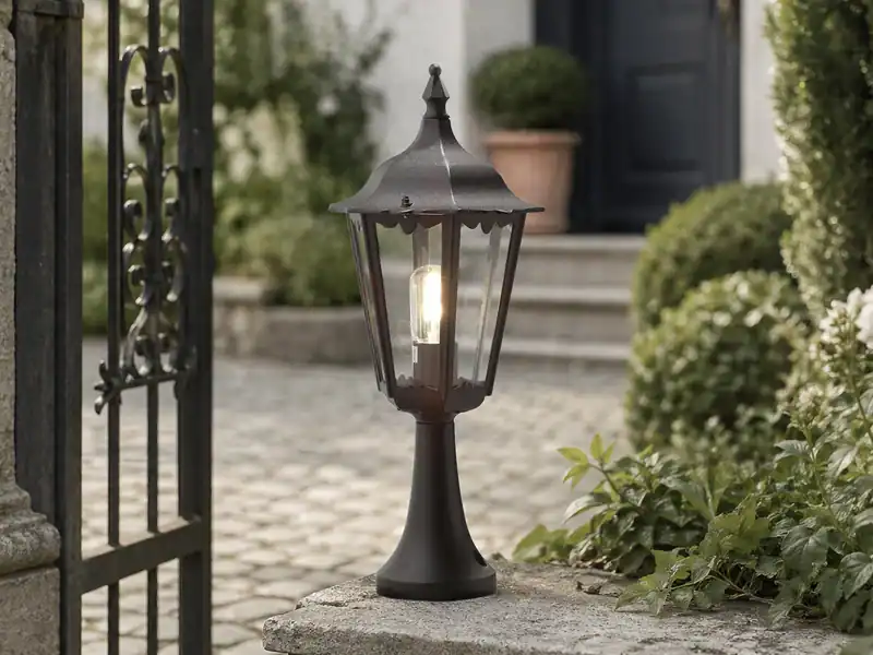 Sockelleuchte Aluminium Schwarz Höhe 55cm, Laterne zur Garten Wegbeleuchtung