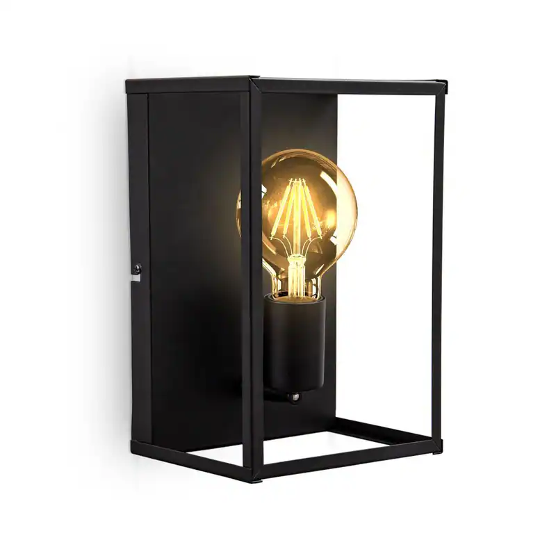 Wandleuchte Vintage schwarz Metall Wandlampe Industrie Retro Draht E27 Käfig