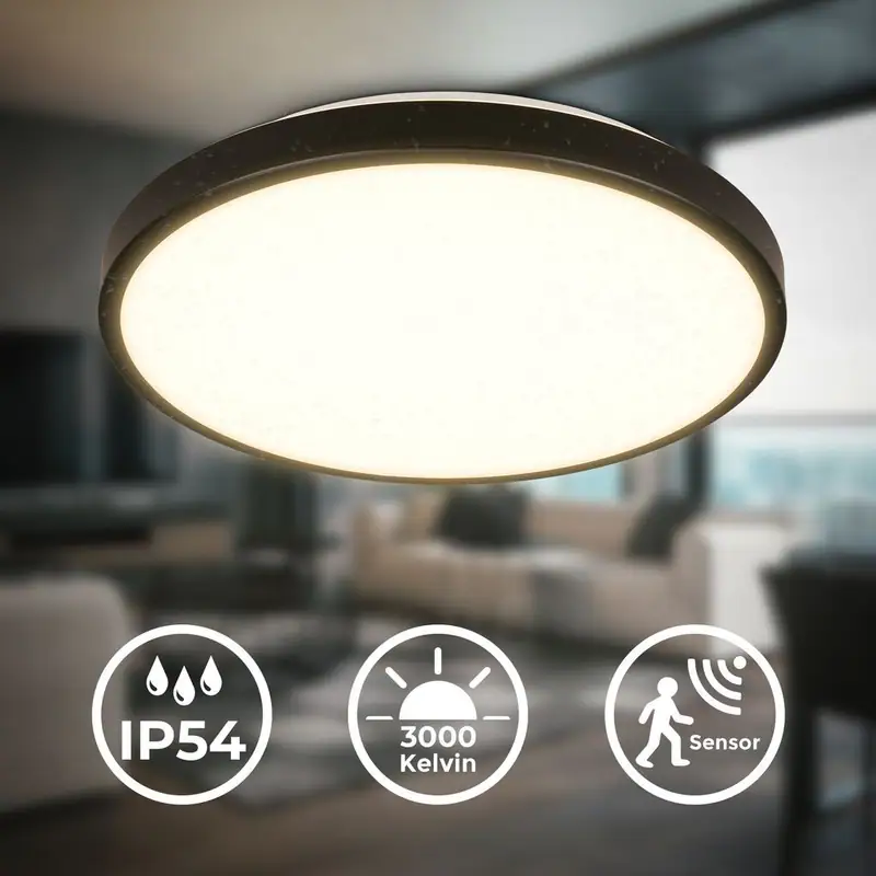 LED Deckenlampe Bewegungsmelder IP54 Badlampe Badezimmerleuchte Warmweiß 29cm