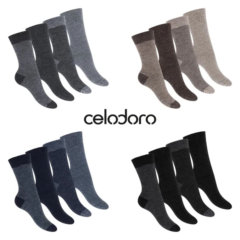Celodoro Damen & Herren Wollsocken mit Alpaka Uni & Ringel