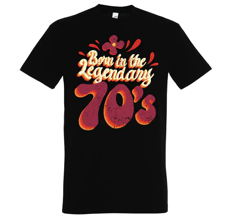 Herren T-Shirt Legendary 70s 70er Jahre Geburtstag Lustig Spruch Logo Männer Fun
