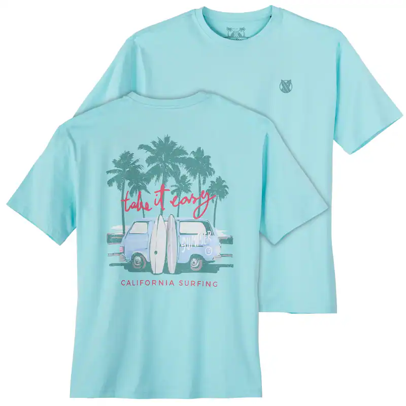 Calm Beach Übergröße türkis Rückenprint T-Shirt 3XL 4XL 5XL 6XL 7XL 8XL 10XL NEU