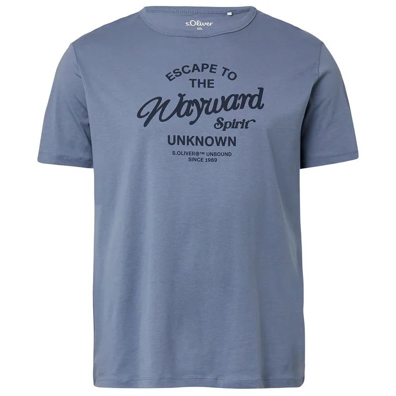 s.Oliver Übergrößen T-Shirt rauchblau Frontprint