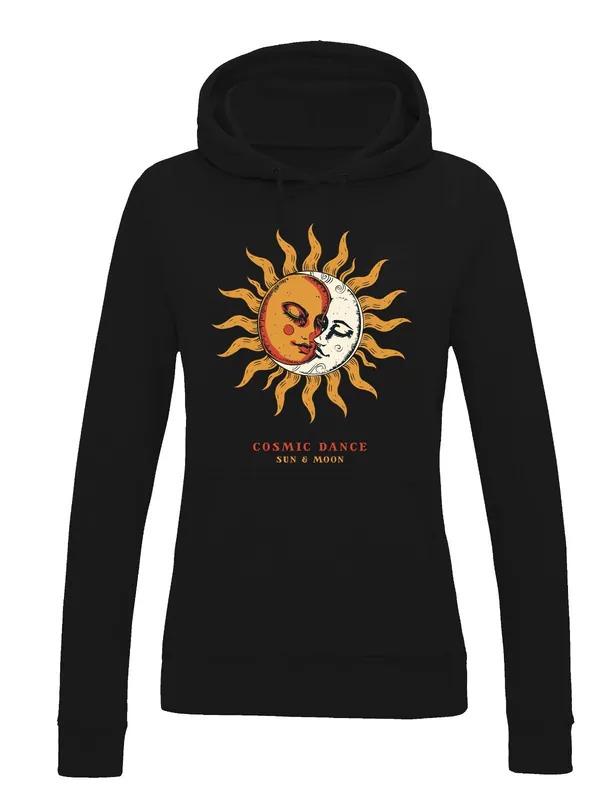 Damen Hoodie Sun&Moon Lustig Spruch Fun-Print Pullover Statement Geschenk
