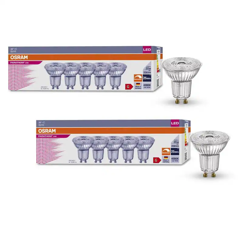 Osram Parathom PAR16 Leuchtmittel mit GU10-Fassung | 10er-Set | Dimmbar | 4000 K