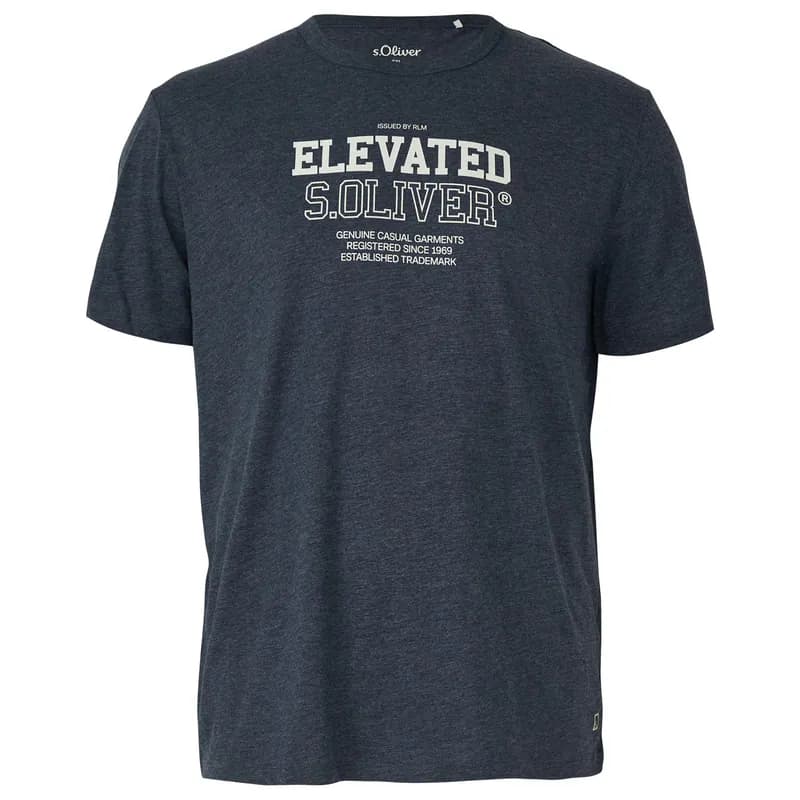 s.Oliver Übergrößen T-Shirt navy melange Logoprint