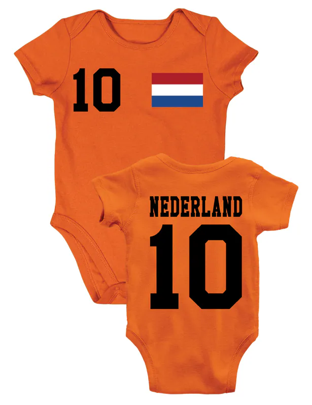 Youth Designz Baby Strampler Niederlande mit WUNSCHNAME + NUMMER Trikot Body WM