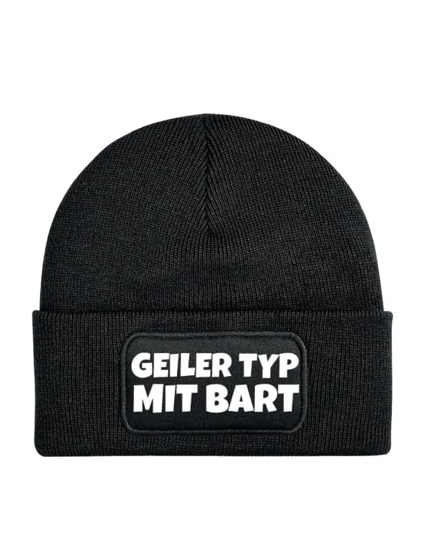 Unisex Beanie Mütze mit GEILER TYP MIT BART Print Geschenk für Herren Männer