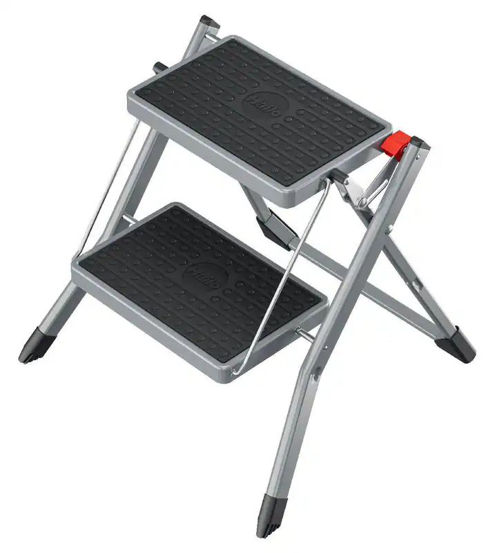 Hailo MK62 Standardline Trittleiter Stahl 2 Stufen Anti-Rutsch-Matten Leiter