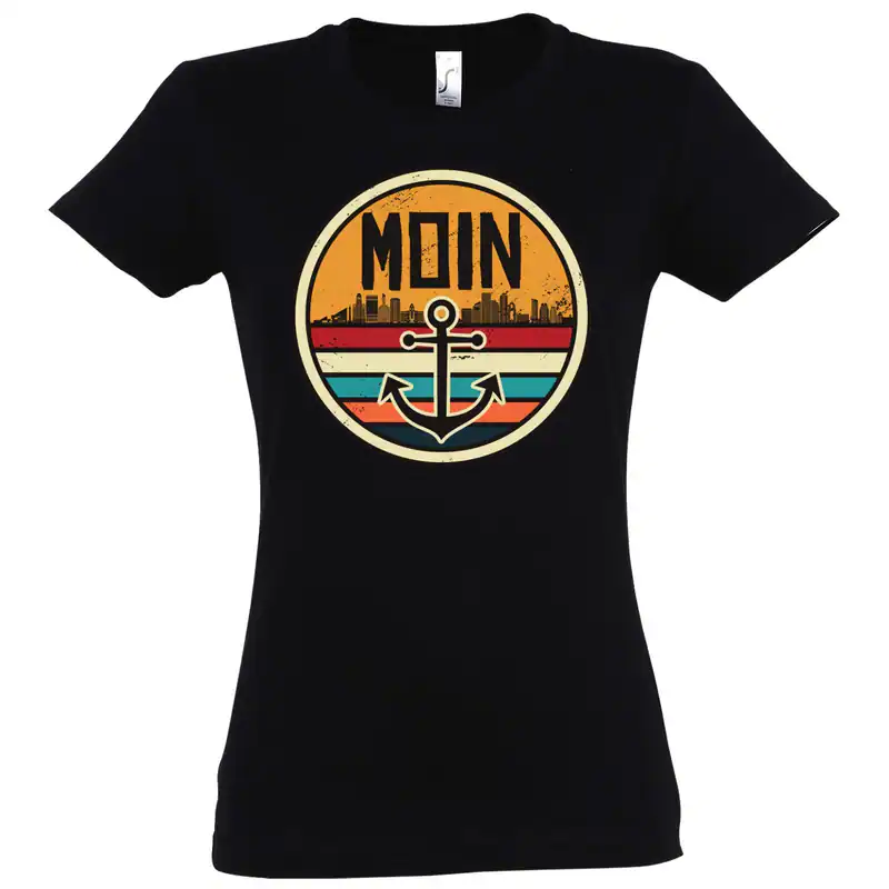 Youth Designz Moin Anker Damen T-Shirt Lustig Spruch Spaß Guten Morgen Hallo Fun