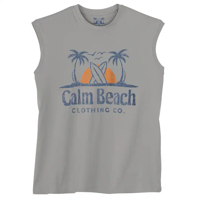 Calm Beach Muskelshirt Übergröße grau Logoprint 3XL 4XL 5XL 6XL 7XL 8XL 10XL NEU