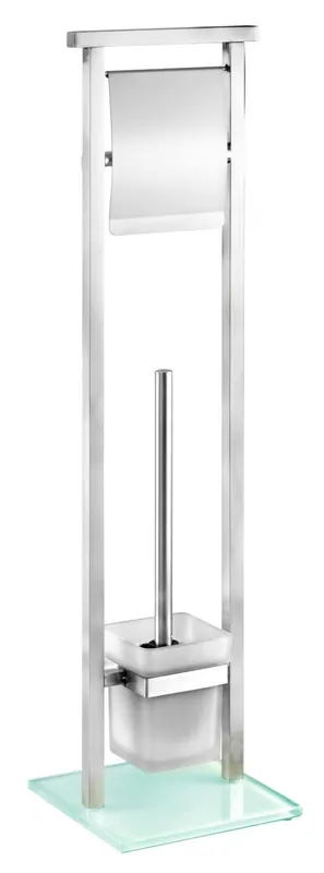 WENKO Stand WC-Garnitur Debar Edelstahl, Toilettenpapier WC-Bürstenhalter Kombi