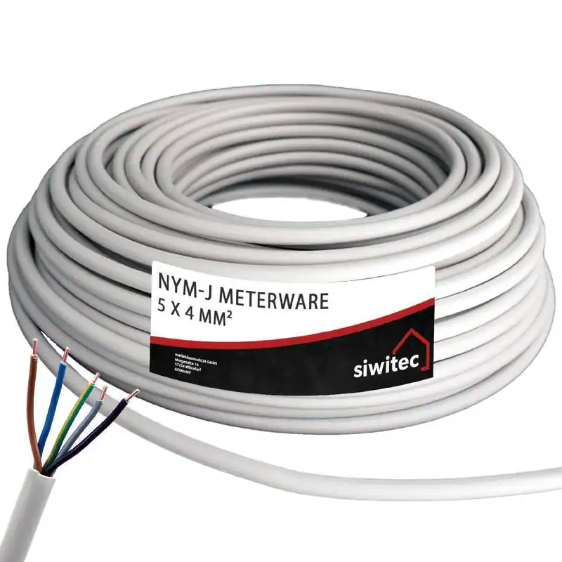 NYM-J Stromkabel Feuchtraumkabel 5x4 mm² Mantelleitung 1-100 m NYM Elektrokabel