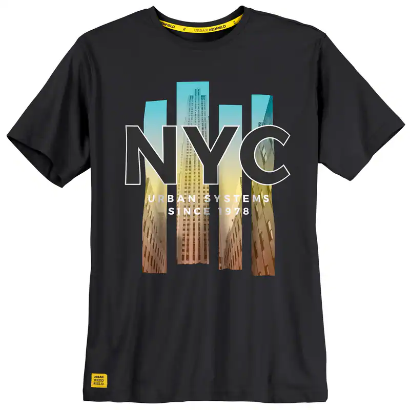 Redfield Übergrößen T-Shirt schwarz NYC Fotoprint