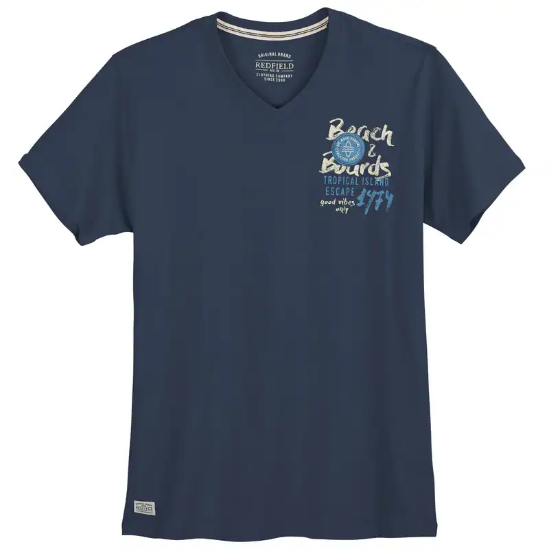 Redfield modisches V-Neck T-Shirt Übergröße blau