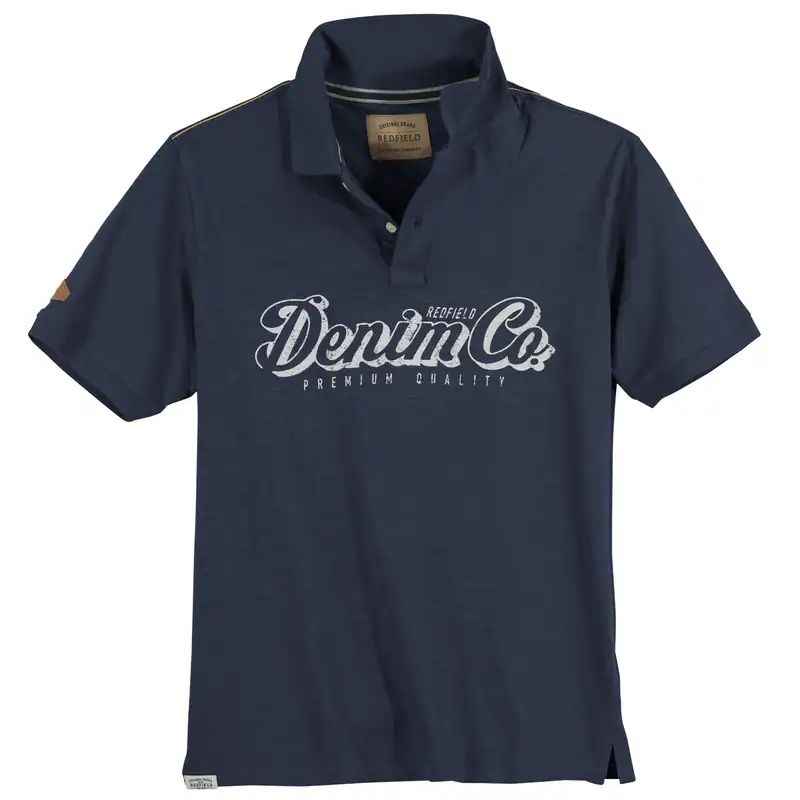 Redfield Poloshirt Übergröße denimblau Vintageprint