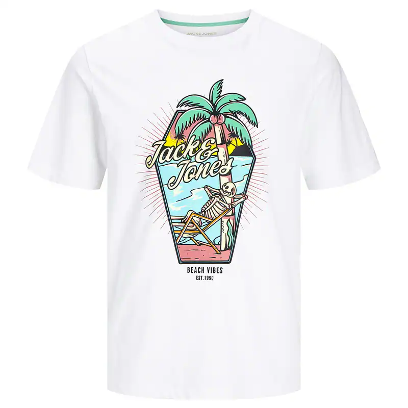 Jack&Jones T-Shirt XXL weiß Totenkopfprint JJELIJAH