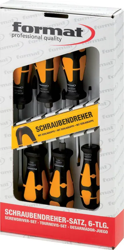 Format Schraubendreher-Satz mit Schlagkappe, 6-teilig, Schlitz, Kreuzschlitz