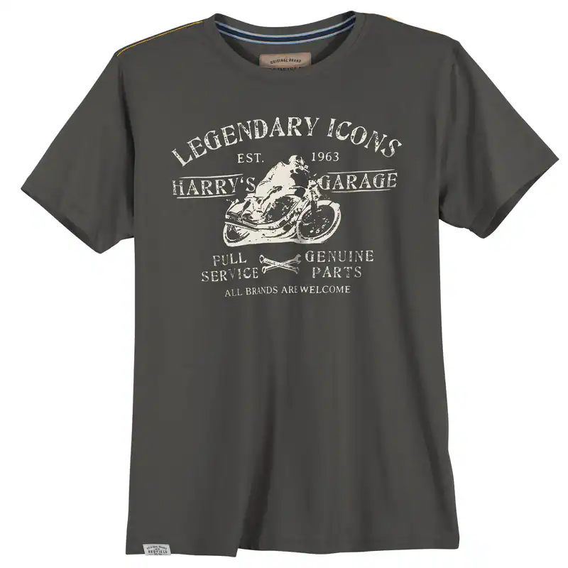 Redfield T-Shirt Übergröße dunkelgrau Motorrad-Print