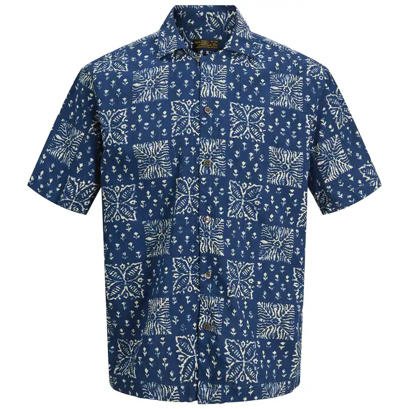 Jack&Jones Kurzarmhemd XXL blau-beige JPRBLULYON