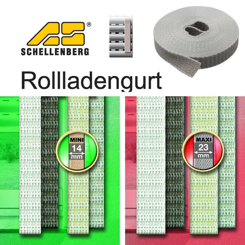 Schellenberg Rollladengurt Mini 14 Maxi 18 23 Braun Beige Grau Weiß Gurtband NEU