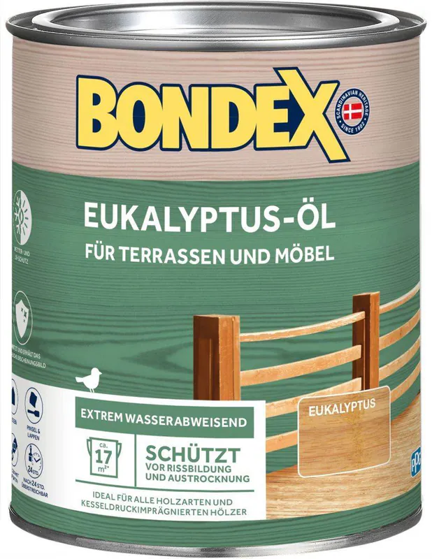 BONDEX Gartenholz Eukalyptus-Öl, 0,75, Wasser-stop Abperleffekt, Wetterschutz, U