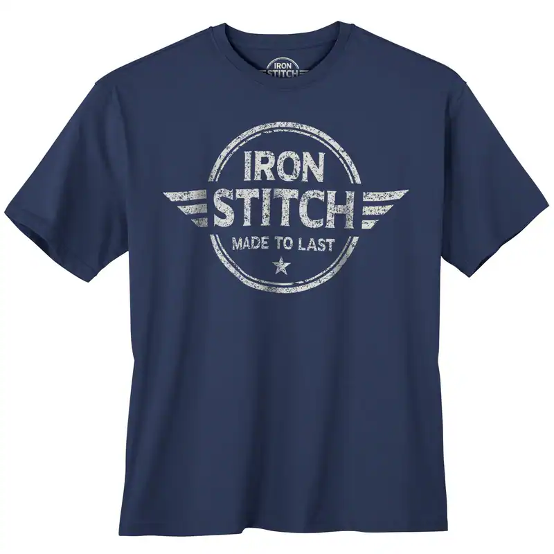 Iron Stitch Übergrößen T-Shirt dunkelblau Logoprint 3XL 4XL 5XL 6XL 7XL 8XL 10XL